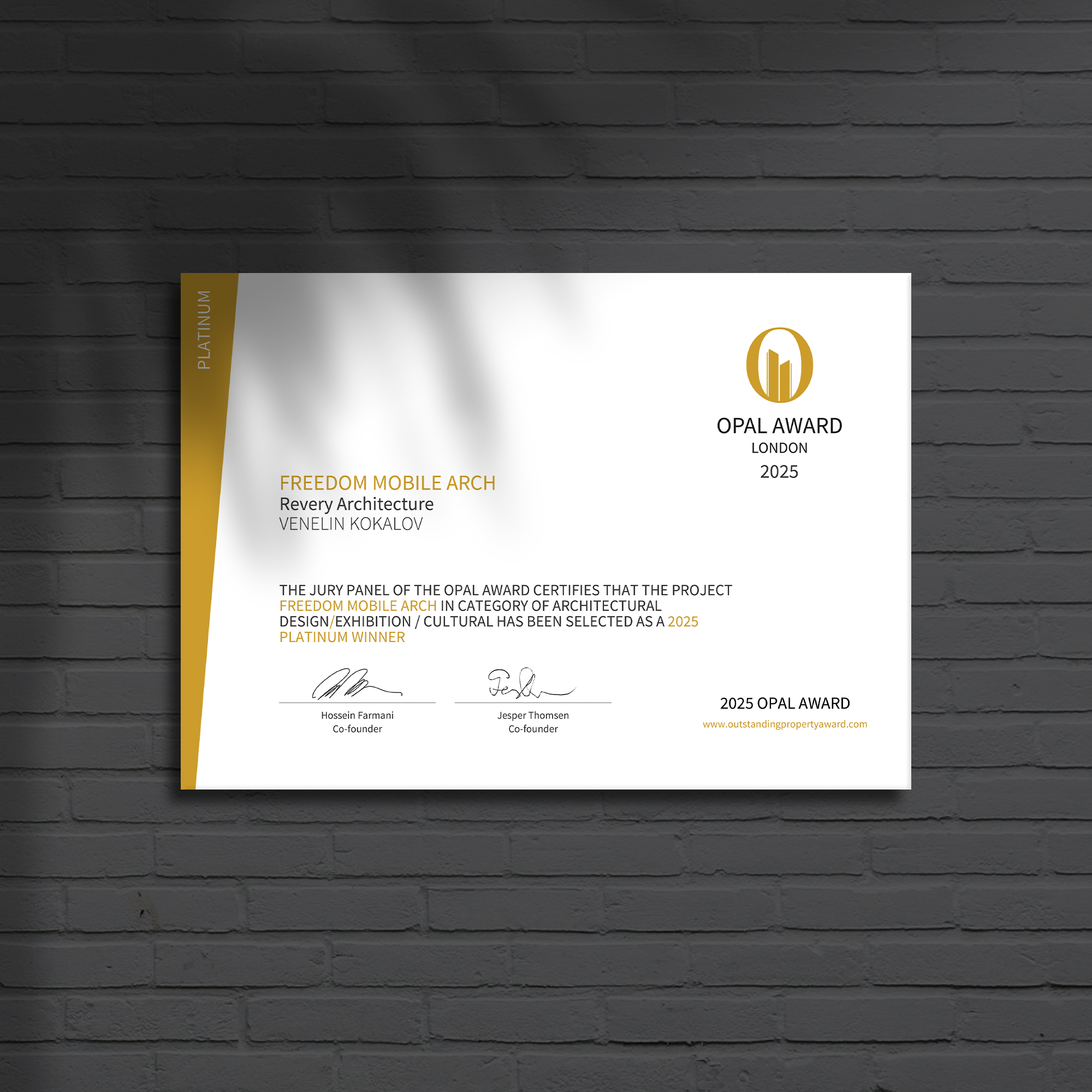 OPAL High Quality Magnetic Certificate (Platinum Winner) - Image 3