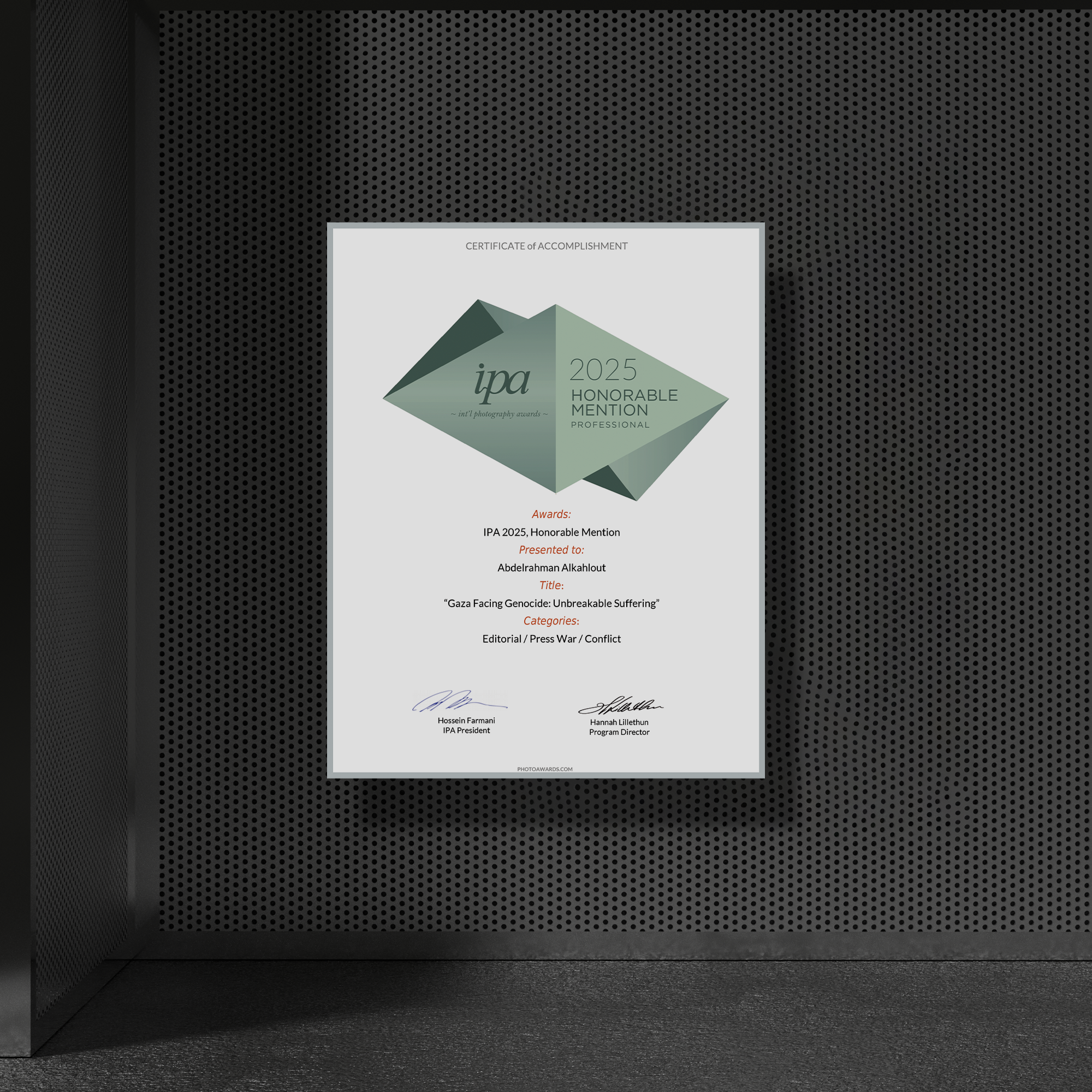 IPA Premium Magnetic Certificate (Honorable Mention) - Image 3